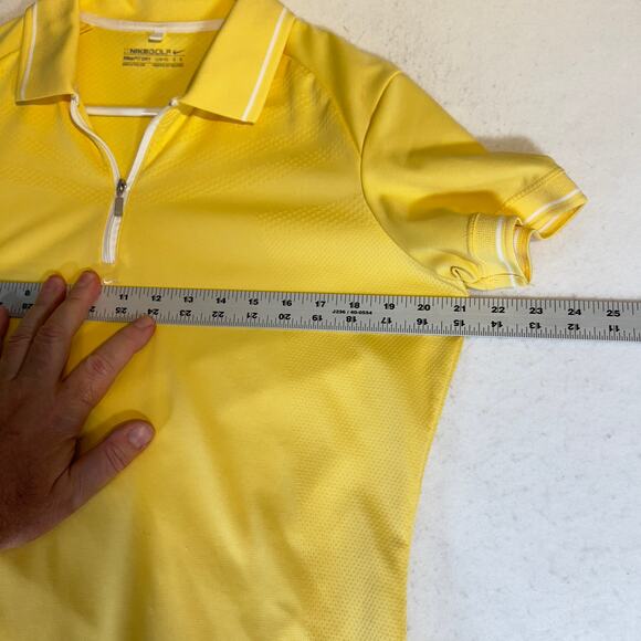Nike Golf Fit Dry 1/4 Zip Polo Woman L 12-14 Wicking Yellow PASTEL Golf Resort - Picture 8 of 12